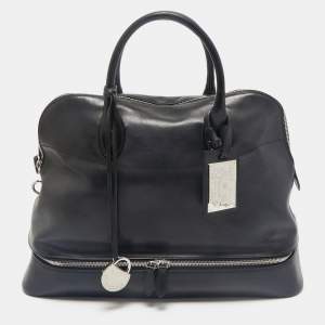Ralph Lauren Black Leather Dome Zip Satchel