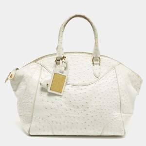 Pre Owned Ralph Lauren Limited Edition Zip White Ostrich Leather Satchel