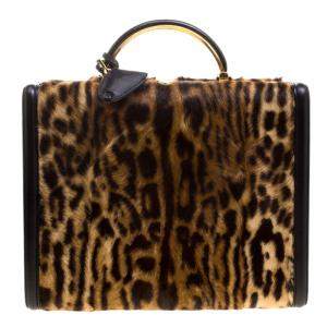 Pre Owned Ralph Lauren Leopard Print Calfhair Satchel
