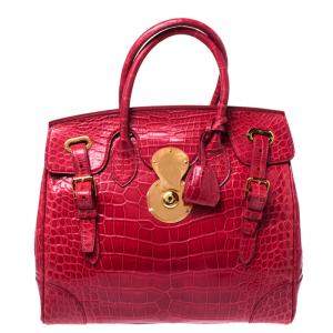 Pre Owned Ralph Lauren Red Alligator Ricky 33 Tote