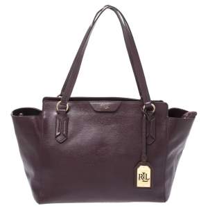 Pre Owned Ralph Lauren Burgundy Leather Tote
