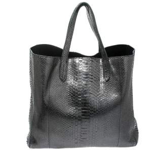 Pre Owned Ralph Lauren Metallic Python Effect Leather Tote