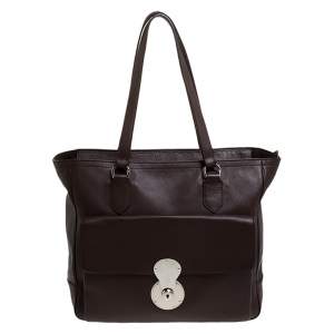 Pre Owned حقيبة يد رالف لورين شوبر  جلد بنية