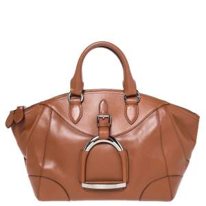 Pre Owned Ralph Lauren Tan Leather Equestrian Buckle Satchel