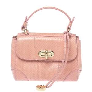 Ralph Lauren Pink Snakeskin Mini Tiffin Top Handle Bag