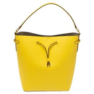 Pre Owned Ralph Lauren Yellow Leather Debby Bucket Drawstring Bag