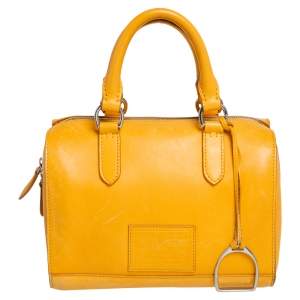Ralph Lauren Mustard Leather Stirrup Boston Bag