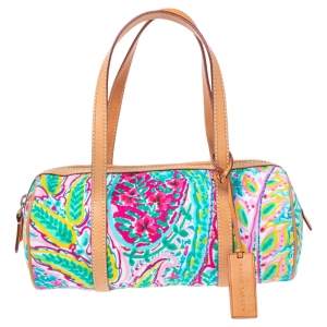 مملوكة مسبقًا حقيبة بوسطون رالف لورين كانفاس مطبوع مورد متعدد الألوان صغيرة