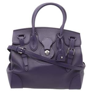 Pre Owned Ralph Lauren Deep Purple Leather Soft Ricky Shoulder Bag