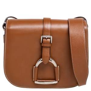 Pre Owned Ralph Lauren Brown Leather Equestrian Stirrup Shoulder Bag