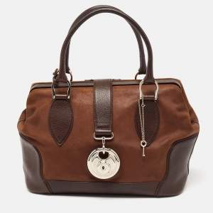 مملوكة مسبقًا حقيبة ساتشل بالنسياغا ساك سوبربي سويدي وجلد بني 