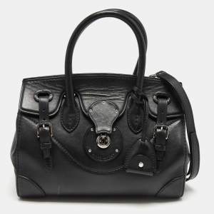 مملوكة مسبقًا حقيبة ساتشل رالف لورين ريكي 27 جلد سوداء 