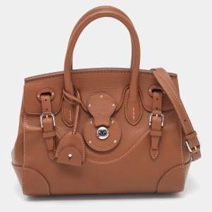 مملوكة مسبقًا حقيبة ساتشل رالف لورين ريكي جلد بني 