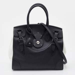 Pre Owned Ralph Lauren Black/White Leather Soft Ricky Tote