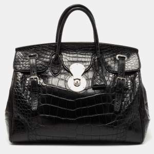 Pre Owned Ralph Lauren Black Alligator Ricky 40 Tote 