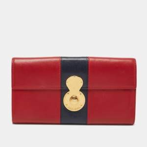 Ralph Lauren Red/Blue Leather Ricky Continental Wallet