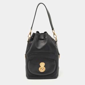 Pre Owned Ralph Lauren Black Leather Ricky Drawstring Bucket Bag