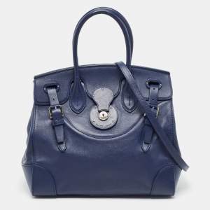 Pre Owned Ralph Lauren Dark Blue Soft Leather Ricky 33 Tote