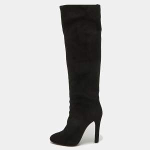 Ralph Lauren Black Suede Knee Length Boots Size 38