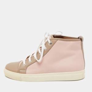 Pre Owned Ralph Lauren Pink/Brown Leather High Top Sneakers Size 40