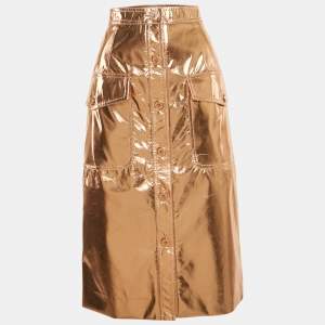 مملوكة مسبقًا Ralph & Russo Metallic Coated Silk Pencil Skirt M