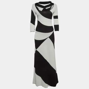 Ramzen Black/White Striped Knit Maxi Dress S