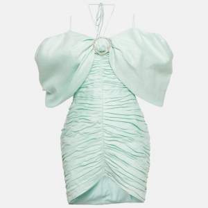 مملوكة مسبقًا فستان راساريو مزيج الكتان أخضر فاتح كتف مكشوف مقاس متوسط