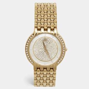 Raymond Weil Mother Of Pearl Crystal Embellished Gold Plated 4802 Women's Wristwatch 33 mm
