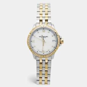 Raymond Weil White Mother of Pearl Two-Tone Stainless Steel Diamond Tango 5960-SPS-00995 Women's Wristwatch 30 mm