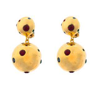 Rebecca de Ravenel Multicoloured I See Stars Crystal Gold Tone Clip On Drop Earrings