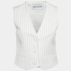Pre Owned Rebecca Vallance White Pinstripe Crepe Vest S