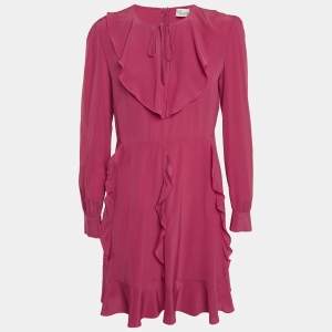 RED Valentino Pink Silk Ruffled Mini Dress M