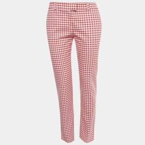 Pre Owned RED Valentino Red Gingham Cotton Trousers M