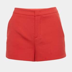 Pre Owned RED Valentino Red Crepe High Waisted Mini Shorts S