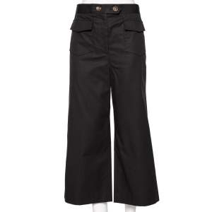RED Valentino Black Canvas Flared Leg Cropped Pants L