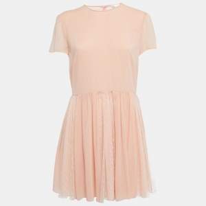 RED Valentino Pink Silk & Lace Short Sleeve Mini Dress L