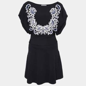 RED Valentino Black Embroidered knit Mini Dress S