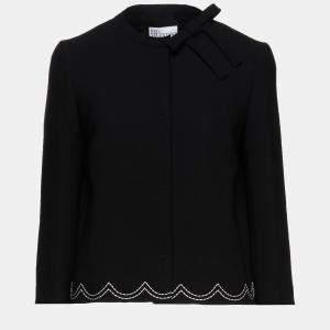 Red Valentino Black Crepe Bow Detail Jacket L (IT 44) 
