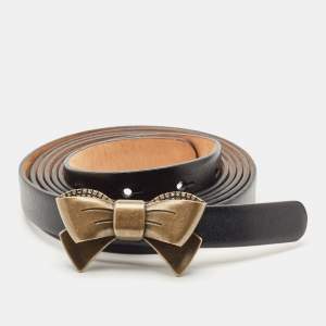 Red Valentino Black Leather Crystal Embellished Wrap Slim Belt S
