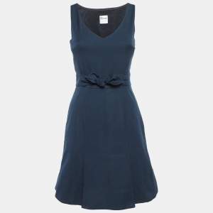 RED Valentino Blue Cotton Pleated Mini Dress S