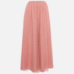 RED Valentino Pink Dot Pattern Tulle Midi Skirt S