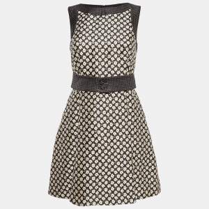RED Valentino Black/Gold Floral Jacquard Belted Mini Dress S