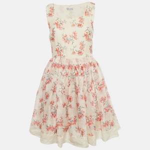 RED Valentino Cream Daisy Silk Mini Dress XS
