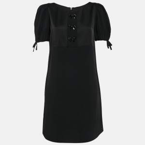 RED Valentino Black Crepe Bow Detail Mini Dress M