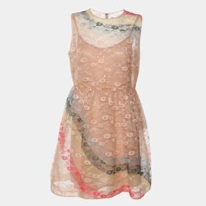RED Valentino Beige Lace Knit Mini Dress M