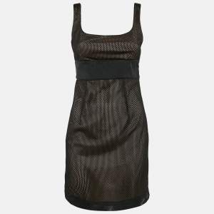RED Valentino Black Mesh Sleeveless Mini Dress S