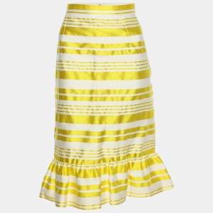 RED Valentino Mimosa Viscose Blend Striped Midi Skirt M