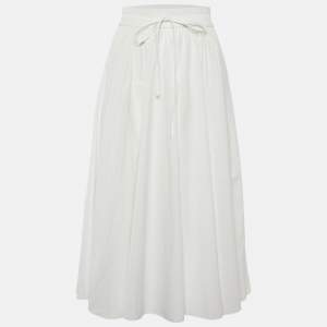 RED Valentino White Cotton Blend Flared Midi Skirt XS