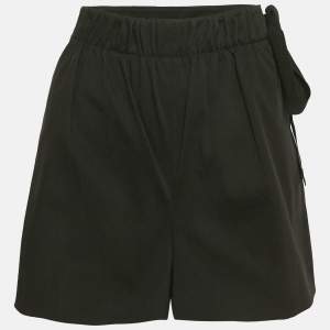 RED Valentino Black Cotton Tie-Up Waist Detail Shorts L