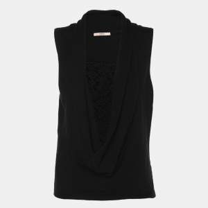 RED Valentino Black Cotton Knit Lace Top M